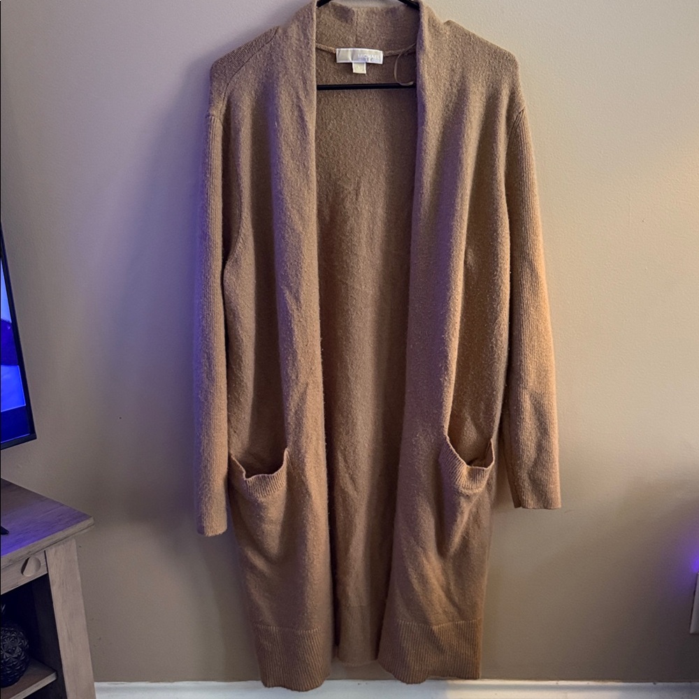 Michael Kors Tan Open-Front Cardigan
